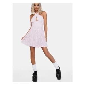 For Love & Lemons Carmela Mini Dress Sz XS Pink Lace HOCO Flirty Soft Girl NEW